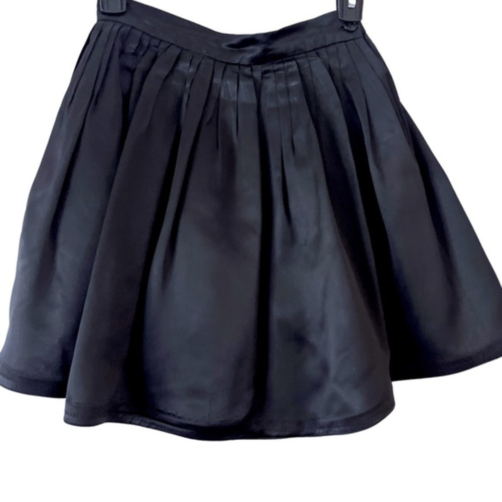 1980s ANNE KLEIN Black‎ Satin Full Skirt w/Attached Net Crinoline